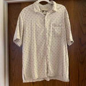 Men’s Vintage Silk Short Sleeve Button Down Shirt. Size XL